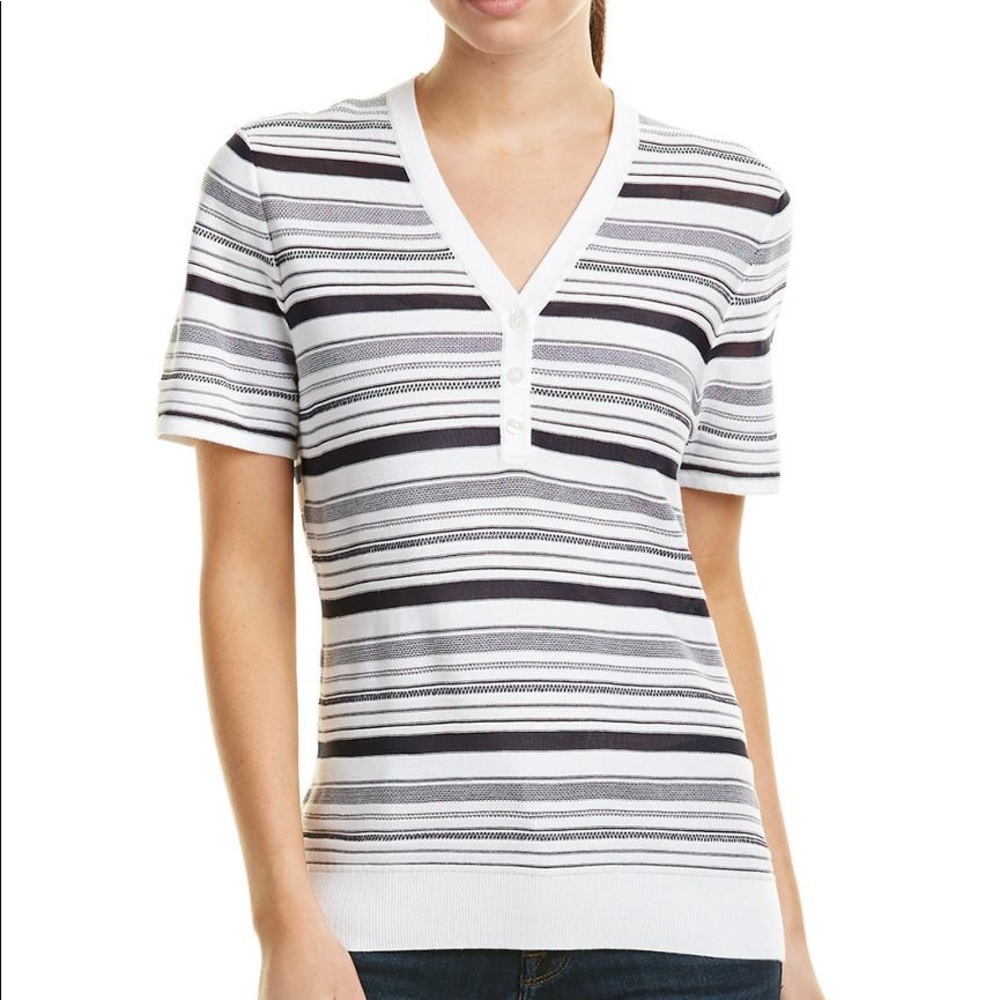 BROOKS BROTHERS Striped Knit Short Sleeves Top